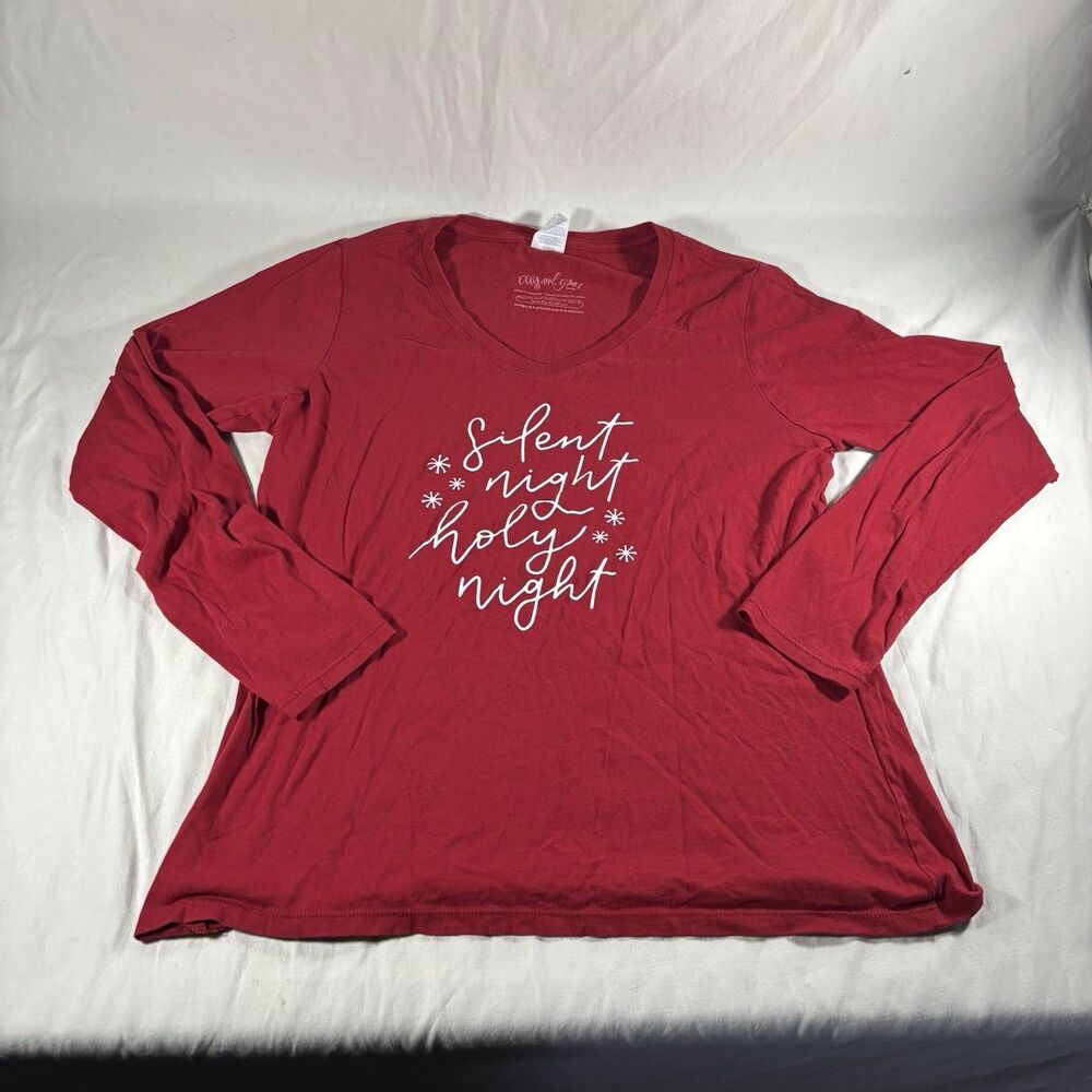 Silent Night Holy Night Red Long Sleeve Shirt Ladies L Elly And Grace